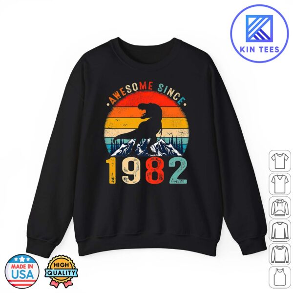 40 Years Old Awesome Since 1982 Dinosaur 40th Birthday Sweatshirt