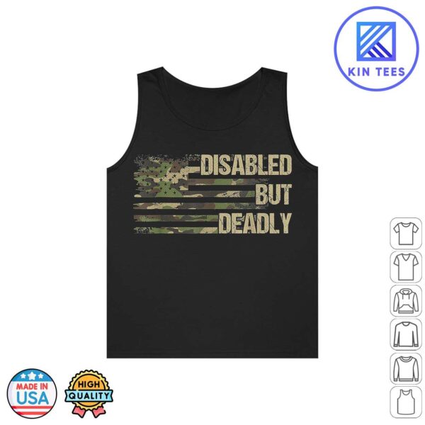 Dad Grandpa Veteran US Flag Disabled But Deadly Camouflage Tank Top