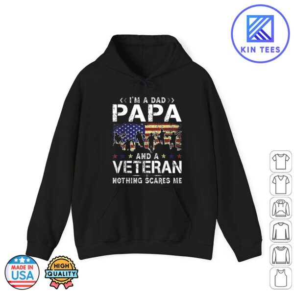 Mens I'm A Dad Papa And USA Veteran Shirt Papa Father's Day Hoodie