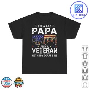 Mens I'm A Dad Papa And USA Veteran Dad Father's Day T-Shirt